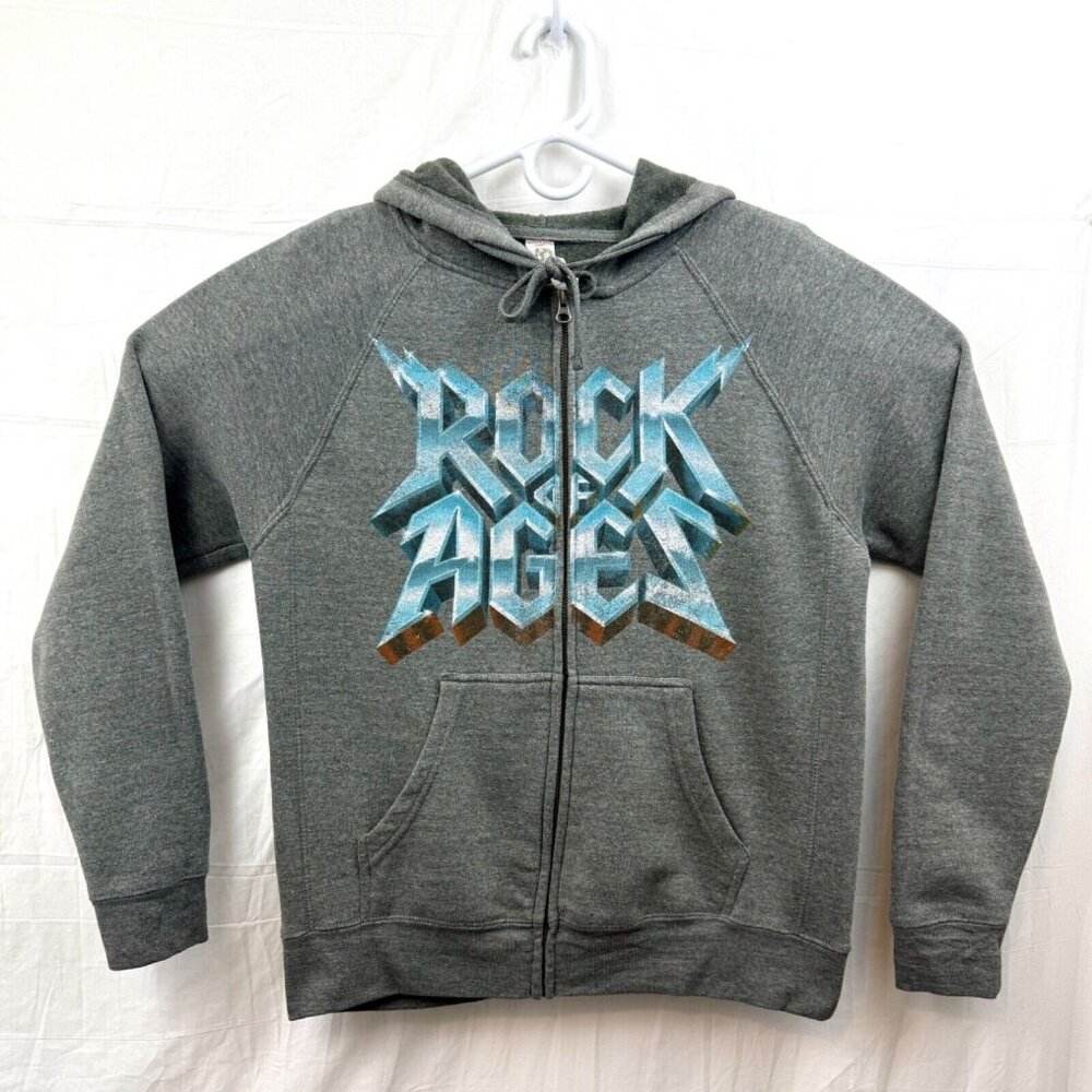 Rock Of Ages Musical Zippered Hoodie Unisex S Gray Independent Trading Co